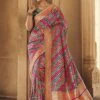 Pink Colour Indian Designr Saree In Silk Fabric.