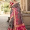 Pink,Wine Colour Silk Fabric Women Saree. -Riwaayat Store f245965