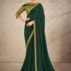 Dark Green Colour Satin,Silk Fabric Party Wear Saree. -Riwaayat Store f246109