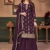 Wine Colour Sharara Salwar Suit In Georgette Fabric. -Riwaayat Store f247492