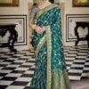 Rama Green Colour Banarasi Silk Fabric Traditional Saree. -Riwaayat Store f247808