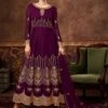 Wine Colour Anarkali Salwar Suit In Georgette Fabric. -Riwaayat Store f249283
