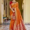 Orange Colour Banarasi Silk Fabric Designer Saree. -Riwaayat Store f250201