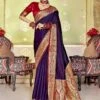 Purple Colour Banarasi Silk Fabric Designer Saree. 1 Purple Colour Banarasi Silk Fabric Designer Saree. -Riwaayat Store f250203