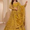 Mustard Yellow Colour Anarkali Salwar Kameez In Net,Silk Fabric. -Riwaayat Store f250302g