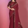 Red Colour Indian WeddinG Saree In Raw Silk Fabric. -Riwaayat Store f251510
