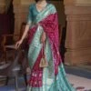 Red,Turquoise Colour Patola Silk Saree. -Riwaayat Store f253013a