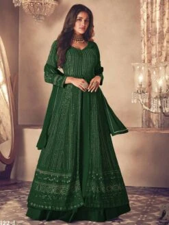 Green Colour Anarkali Salwar Kameez In Georgette Fabric.