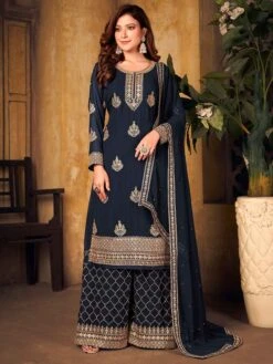 Blue Colour Party Wear Salwar Suit In Georgette Fabric.