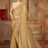 Golden Colour Chiffon Fabric Designer Saree.