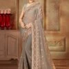 Grey Colour Chiffon Fabric Embroidery Sarees. -Riwaayat Store f254202