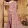 Pink Colour Chiffon Fabric Women Saree.