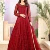 Red Colour Designer Anarkali Salwar Suit In Net Fabric. -Riwaayat Store f92004