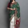 Off White,Green Colour Silk Traditional Saree. -Riwaayat Store f97403