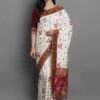 Cream Colour Silk Indian Traditional Saree.