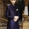 Blue Color Silk Sherwani. -Riwaayat Store m11300