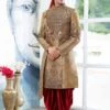 Golden Colour Brocade Sherwani. -Riwaayat Store m12254