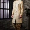 Indian Wedding Sherwani Golden Colour. 1 Indian Wedding Sherwani Golden Colour. -Riwaayat Store m12298
