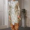Cream Colour Jacquard Printed Indowestern. -Riwaayat Store m12586c