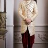 Cream,Golden Colour Designer Indo Sherwani. -Riwaayat Store m12597