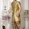 Golden Colour Silk Engagement Dresses. -Riwaayat Store m12651