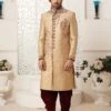 Golden Colour Brocade Fabric Indian Wedding Sherwani. -Riwaayat Store m1908