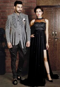 Grey Colour Party Wear Suit.