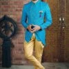 Turquoise Colour Indian Jodhpuri Suit. -Riwaayat Store m3265 t