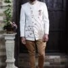 White Colour Imported Fabric Indian Wedding Suit.