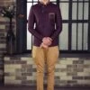 Wine Colour 100% Imported Fabric Designer Jodhpuri Suit. -Riwaayat Store m3305w