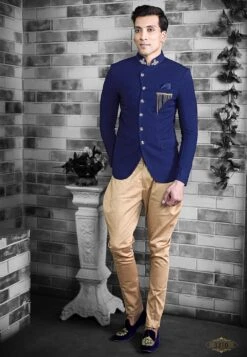 Elegant Royal Blue Colour Men's Jodhpuri Suit.