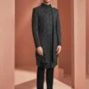 Black Printed Layered Indowestern For Men -Riwaayat Store mw1076 1