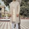 Cream Layered Readymade Sherwani With Embroidery -Riwaayat Store mz3045m4