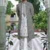 Grey And White Embroidered Readymade Layered Indo Western -Riwaayat Store mz4510m2 3