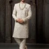 Grey Embroidered Art Silk Sherwani For Engagement -Riwaayat Store p1005mw14