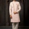 Peach Sequined Sherwani In Georgette -Riwaayat Store p1005mw21