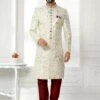 White Sequined Readymade Sherwani In Silk -Riwaayat Store p1006mw17