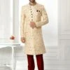 Cream Sequined Sherwani In Art Silk 1 Cream Sequined Sherwani In Art Silk -Riwaayat Store p1006mw18