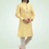 Yellow Jacquard Kurta Pajama In Banarasi Silk -Riwaayat Store p1007mw02