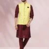 Maroon Art Silk Kurta Pyjama With Jacket Set -Riwaayat Store p1008mw09