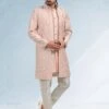 Pink Embroidered Kurta Pyjama And Jacket Set -Riwaayat Store p1009mw02 1