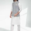 White Kurta Pajama With Grey Embroidered Jacket -Riwaayat Store p1009mw11 1