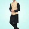 Black Plain Kurta Pajama With Woven Jacket -Riwaayat Store p1010mw10 1