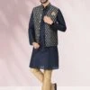 Readymade Blue Kurta Pajama With Nehru Jacket -Riwaayat Store p1011mw08