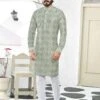 Grey Printed Kurta Pyjama For Men -Riwaayat Store p1013mw01