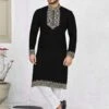 Black Readymade Kurta Pajama With Embroidery -Riwaayat Store p1013mw16
