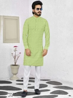 Light Green Embroidered Mens Kurta Pajama -Riwaayat Store p1013mw17 1