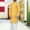 Yellow Jacquard Festive Kurta Pajama Set -Riwaayat Store p1014mw06 1