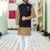 Brown Kurta Pyjama With Embroidered Nehru Jacket -Riwaayat Store p1014mw16