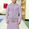 Purple Festive Kurta Pyjama With Nehru Jacket 2 Purple Festive Kurta Pyjama With Nehru Jacket -Riwaayat Store p1014mw19